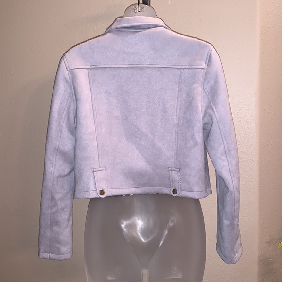 Zaful Women’s gray microfiber Moto style jacket NWT size large - Picture 3 of 5